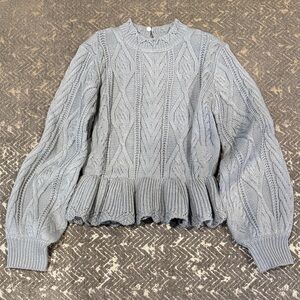 Cozy Gray Cable Knit Girls Sweater